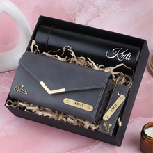 Load image into Gallery viewer, Exclusive Custom gift set for Wife / Girlfriend | Clutch Keychain and Bottle Set for Women | Thoughtful Gift for Loved Ones