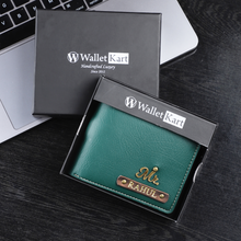 Load image into Gallery viewer, Customized Leather Men's Wallet with Name and Charm