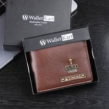 Load image into Gallery viewer, Customized Leather Men's Wallet with Name and Charm