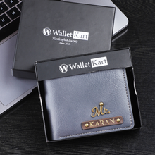 Load image into Gallery viewer, Customized Leather Men's Wallet with Name and Charm