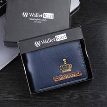 Load image into Gallery viewer, Customized Leather Men's Wallet with Name and Charm
