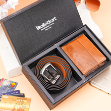Load image into Gallery viewer, Leather Wallet & Belt Combo for Men, Tan RFID Wallet, Black & Brown Reversible Belt, 6 Card Slots (STYLE ID #15)
