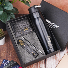 Load image into Gallery viewer, Personalized Gift Set for Men with Custom Name | Textured Bi-Fold Wallet, Personalized Bottle, Keychain & Pen | Premium 4-in-1 Accessories Gift Box Combo for Men