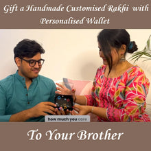 Load image into Gallery viewer, Raksha Bandhan Special: Custom Leather Wallet, Keychain & Evil Eye Rakhi for Your Brother