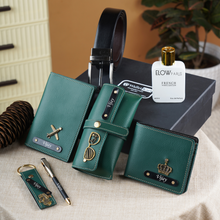 Load image into Gallery viewer, Deluxe Customized Men’s Hamper – Wallet, keychain, Eyewear Cas, Pen, Belt and Perfume