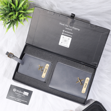 Load image into Gallery viewer, Personalized Leather Passport Cover and Luggage tag with Name and Charm