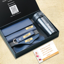 Load image into Gallery viewer, Personalised Birthday Gift Set for Women | Clutch, Coffee Travel Mug, Eyewear Case & Keychain Combo