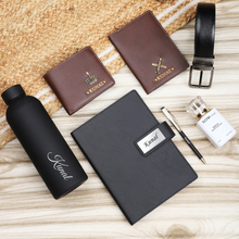 Load image into Gallery viewer, Customized Leather Men’s Gift 7 in Gift Combo Set