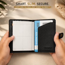 Load image into Gallery viewer, Personalized Passport Holder for Men & Women with Custom Name & Charm | Travel Wallet with Card Slots, ID Window & Cash Pocket | Secure Snap Closure | Passport Cover