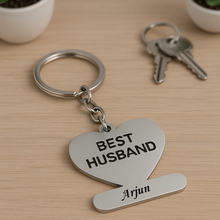 Load image into Gallery viewer, Personalized Best Husband Metal Keychain with Name of Your Husband