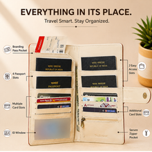 Load image into Gallery viewer, Family Passport Organizer | Holds 4 Passports | 4-in-1 Travel Document Wallet with Card Slots, Cash Pocket, ID Window & Zipper Coin Pocket (STYLE ID#50)