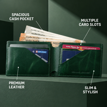 Load image into Gallery viewer, Personalised Handmade Genuine Leather Bifold Wallet for Men | 4 Card Slots + Cash Slot (STYLE ID #29)