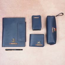 Load image into Gallery viewer, Personalised Office Essentials Gift Set – Wallet, Diary Holder, Pen Holder, Pen & Pouch | Custom Name & Charm