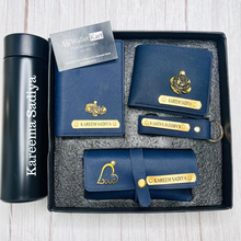 Load image into Gallery viewer, Personalized Men's Wallet, Keychain, Eyewear Case & Passport Cover, Temperature Bottle with Name. & Charm Gift Combo