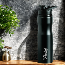 Load image into Gallery viewer, Personalized Name Stainless Steel Water Bottle | Black