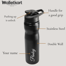 Load image into Gallery viewer, Personalized Name Stainless Steel Water Bottle | Black