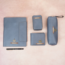 Load image into Gallery viewer, Personalised Office Essentials Gift Set – Wallet, Diary Holder, Pen Holder, Pen & Pouch | Custom Name & Charm