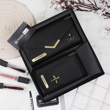 Load image into Gallery viewer, Personalized Women's Leather Name Clutch & Passport Cover ( 2 in 1 Combo )  Women's Gift Combo for Girlfriend, Friend, Wife, Mother & Sister