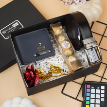 Load image into Gallery viewer, Special 4-in-1 Men’s Gift Combo – Personalized Men's Wallet, Belt, Flower and Chocolate