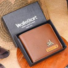 Load image into Gallery viewer, Personalised Leather Name Men's Wallet with Charm