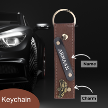 Load image into Gallery viewer, Stylish Men’s Gift Set – Customized Leather Name Wallet & Keychain