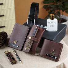 Load image into Gallery viewer, Deluxe Customized Men’s Hamper – Wallet, keychain, Eyewear Cas, Pen, Belt and Perfume