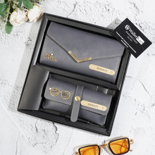 Load image into Gallery viewer, Gift Custom Leather Clutch and Stylish Eyewear Cover with Name for Girlfriend