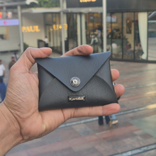 Load image into Gallery viewer, Personalised Mini Wallet for Men & Women with Custom Name | Compact Cash, Coin & Card Holder | Vegan Leather Pocket Wallet with Snap Closure