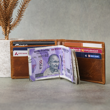 Load image into Gallery viewer, Custom Genuine Leather Men’s Money Clipper Wallet – Personalised Cash & Card Holder for Him (STYLE ID #31)