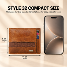 Load image into Gallery viewer, Genuine Leather RFID Bi-Fold Wallet Men – 8 Card Slots + 3 Front Quick-Access + 1 ID + 2 Cash Compartments, Ultra-Slim Wallet(STYLE ID #32)
