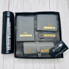 Load image into Gallery viewer, Personalized Men's Wallet, Keychain, Eyewear Case & Passport Cover, Temperature Bottle with Name. & Charm Gift Combo