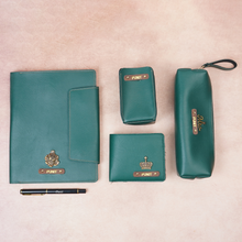 Load image into Gallery viewer, Personalised Office Essentials Gift Set – Wallet, Diary Holder, Pen Holder, Pen & Pouch | Custom Name & Charm