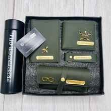 Load image into Gallery viewer, Personalized Men's Wallet, Keychain, Eyewear Case & Passport Cover, Temperature Bottle with Name. & Charm Gift Combo