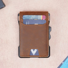 Load image into Gallery viewer, Walletkart RFID Blocking Leather Metal Wallet for Men | Slim Pop-Up Card Holder with Money Clip & ID Window | Vintage Brown (STYLE ID#40)