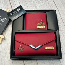 Load image into Gallery viewer, Personalised Leather Name Men's Wallet & Female's Clutch Combo For Couple