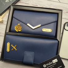 Load image into Gallery viewer, Personalized Leather Name Clutch & Travel Wallet Combo, Women's Gift Combo for Girlfriend, Friend, Wife, Mother & Sister