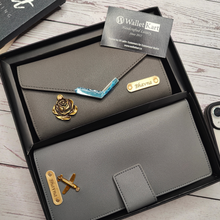 Load image into Gallery viewer, Personalized Leather Name Clutch & Travel Wallet Combo, Women's Gift Combo for Girlfriend, Friend, Wife, Mother & Sister