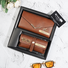 Load image into Gallery viewer, Gift Custom Leather Clutch and Stylish Eyewear Cover with Name for Girlfriend