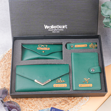 Load image into Gallery viewer, Personalised Name Embossed 4-in-1 Women's Clutch Combo Gift for Her