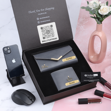 Load image into Gallery viewer, Personalized Leather Wallet & Clutch Combo for Couples | Custom Gift Set