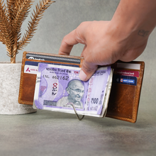 Load image into Gallery viewer, Custom Genuine Leather Men’s Money Clipper Wallet – Personalised Cash & Card Holder for Him (STYLE ID #31)