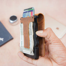 Load image into Gallery viewer, Walletkart RFID Blocking Leather Metal Wallet for Men | Slim Pop-Up Card Holder with Money Clip & ID Window | Vintage Brown (STYLE ID#40)