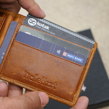 Load image into Gallery viewer, Genuine Leather RFID Money Clip Bi-Fold Wallet for Men – 8 Card Slots, Metal Cash Clip, Ultra-Thin Wallet (STYLE ID #36)