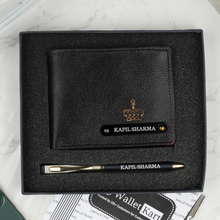 Load image into Gallery viewer, Personalised Leather Name Men's Wallet & Pen | Best Customised Gift Combo for Boyfriend Friend Husband Father & Son