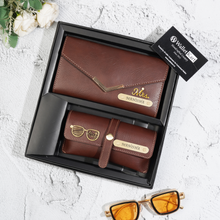 Load image into Gallery viewer, Gift Custom Leather Clutch and Stylish Eyewear Cover with Name for Girlfriend