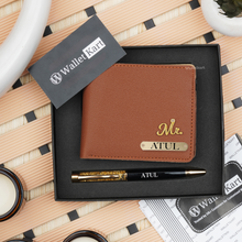 Load image into Gallery viewer, Personalised Men's Wallet & Pen with Name & Charm