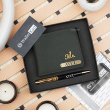 Load image into Gallery viewer, Personalised Men's Wallet & Pen with Name & Charm