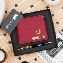 Load image into Gallery viewer, Personalised Men's Wallet & Pen with Name & Charm