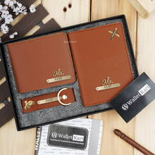 Load image into Gallery viewer, Personalized Men's Wallet, Keychain & Passport Cover with Name & Charm