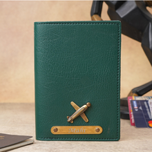 Load image into Gallery viewer, Premium Personalized Passport Cover with Name Engarved on Golden Plate
